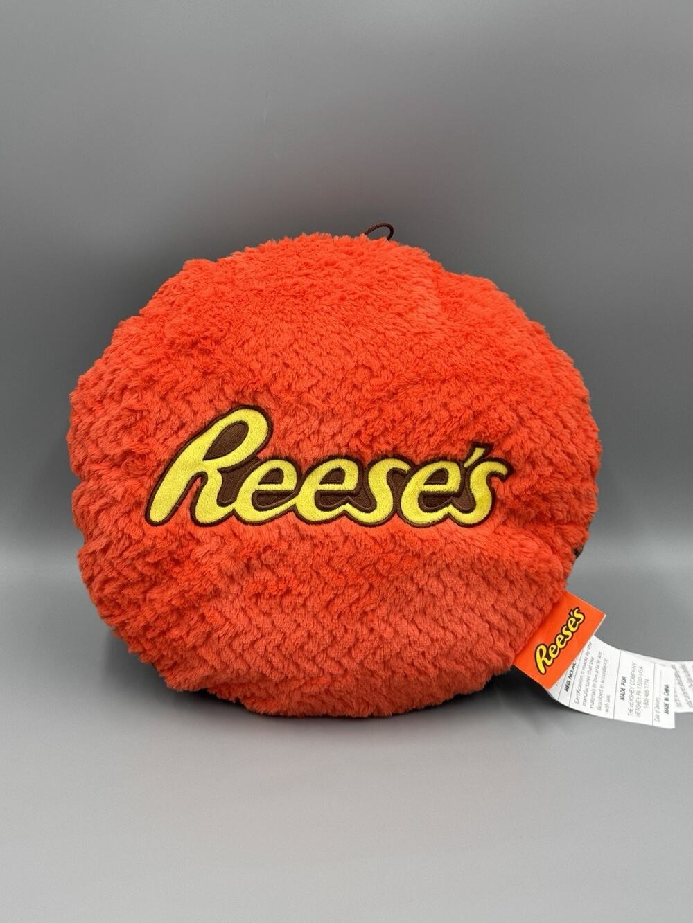 Reese's Peanut Butter Orange Brown Round Stuffed Pillow Plush
